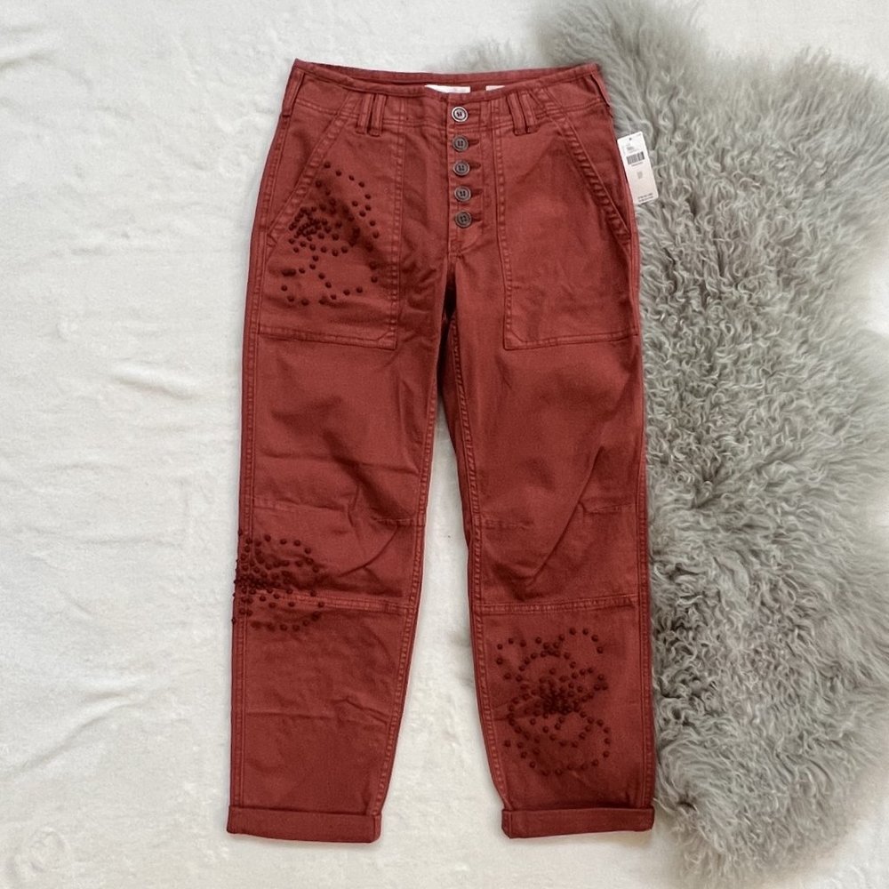 Anthropologie Straight Leg Button Fly Utility Pant